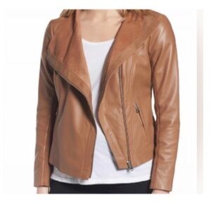 Trouve 100% genuine Leather Moto Jacket tan brown